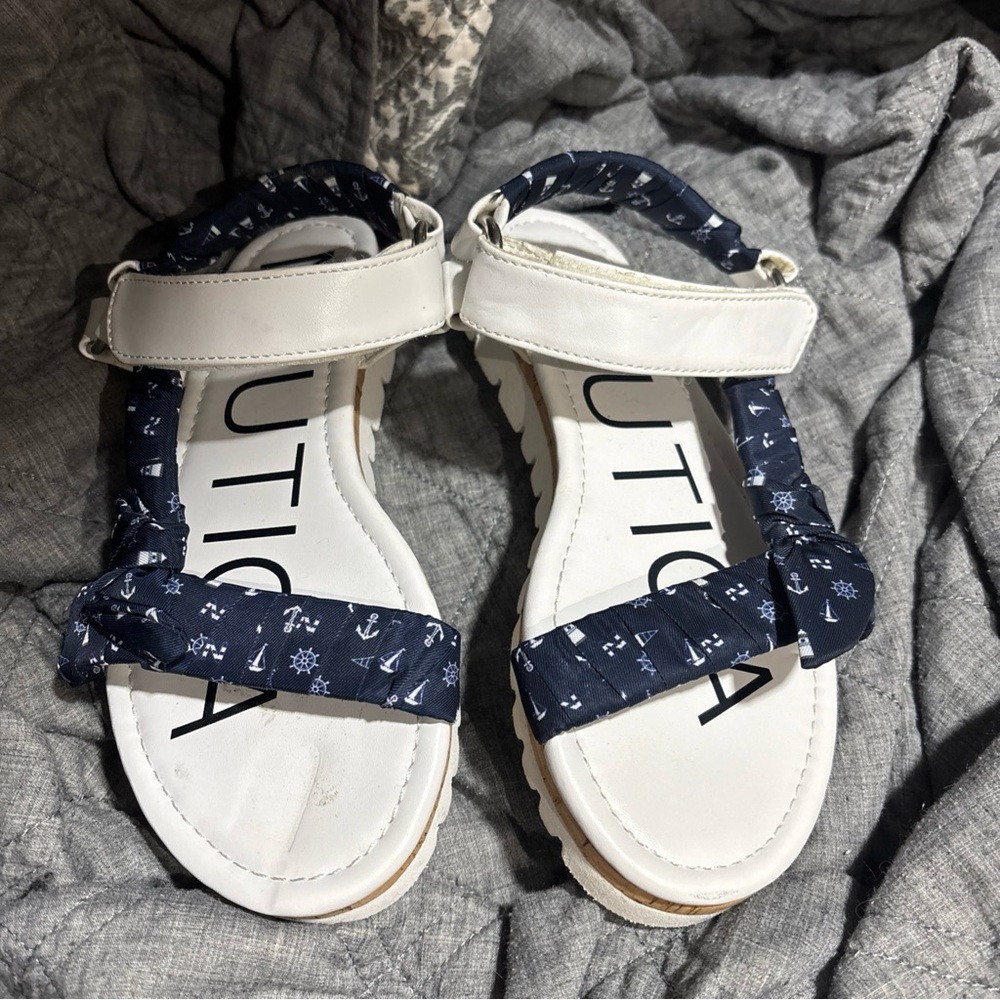 Nautica White and Navy Sandals
